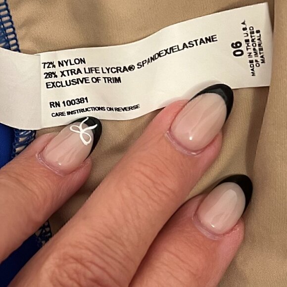 Karla Colletto Blue Hi Neck Draped Fringe Cut One Piece Luxury Swimsuit Size 6 - Picture 6 of 7